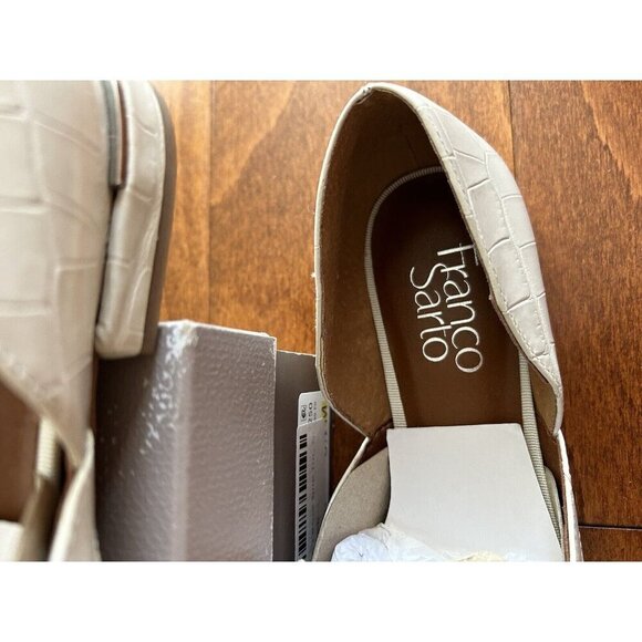 Franco Sarto Womens 6.5 M White Leather Flats Croc Print Loafers Leather NEW - Picture 3 of 7